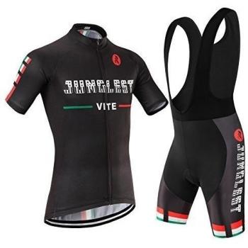 junglest (Cojín 3D)(Traje(Tirante Negro) tamaño:XL) Transpirable Maillot Rendimiento de los Rompevientos Jerseys Corta para sudo Manga 2016 Hombres Moda Chaleco Jerseys Ropa