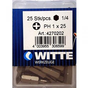 Witte 427020 Caja 25 Puntas de destornillador Ph. 1x25mm, Único, 25mm, Set Piezas