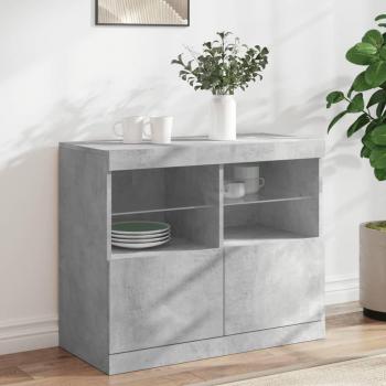 Aparador con luces LED vidaXL 81x37x67 cm Mueble de Almacenaje de Salón Buffet Armario Auxiliar Armario de Almacenamiento Gris Hormigón