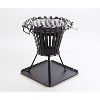 ProFit Garden - Brasero con parrilla carbón vegetal, para jardín y terraza, montaje rápido, sin herramientas de montaje, hoguera con posavasos contra chispas, muy estable, fabricado en Europa.