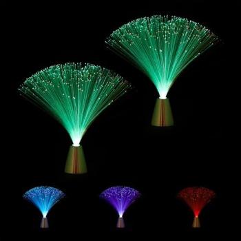 Set de 2 lámparas de fibra óptica LED con cambio de color, efecto multicolor, diseño retro, 33 cm