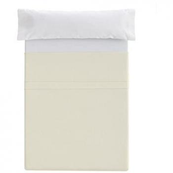 Sábana Encimera Ajustable Beige de Microfibra Extra Suave 50% Algodón 50% Poliéster para Cama de 135 cm - Sin Arrugas y Alta Durabilidad