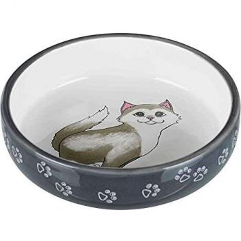 Trixie Comedero Gatos, Hocico Corto,Cerám, 15 cm,Gris