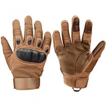 Xnuoyo Goma nudillo Duro Dedo Completo y Medio Dedo Guantes Guantes Protectores Guantes de Pantalla táctil para Motocicleta Ciclismo Caza Escalada Acampar marrón L