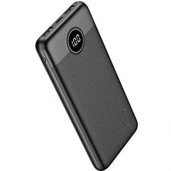 Qecvec Batería Externa 10000mAh Cargador Portátil USB C Silm Power Bank LED Pantalla con 2 Salida y 2 Entrda Compatible con Smartphones,Tablets y más