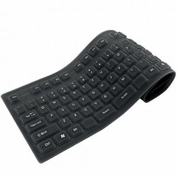 Teclado Flexible de Silicona USB/PS2 Impermeable y Antipolvo Negro