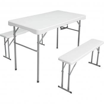 Set Picnic plegable resina - Mesa rectangular + 2 Bancos