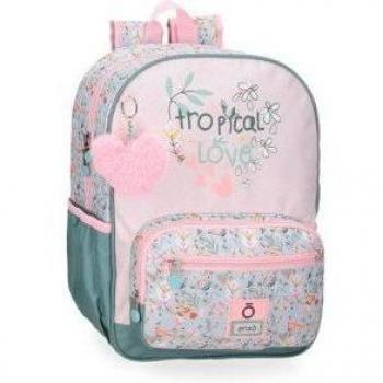 Mochila Escolar Enso Tropical Love con diseño de hojas y flores