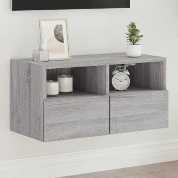 Mueble de pared para TV de madera de ingeniería Sonoma gris 60x30x30 cm vidaXL