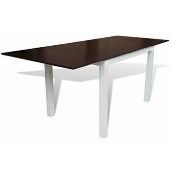 vidaXL Mesa Comedor Ampliable 190 cm Madera Caucho Marrón Blanca Mueble Cocina