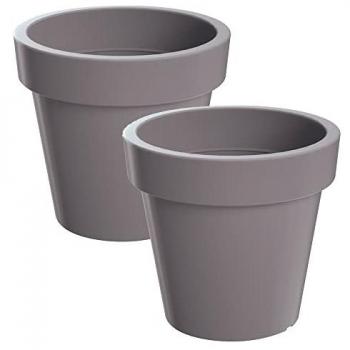 Maceta de plástico Lofly WellHome, color gris, dimensiones 19,6 cm (largo) x 19,6 cm (ancho) x 18,1 cm (alto), pack de 2