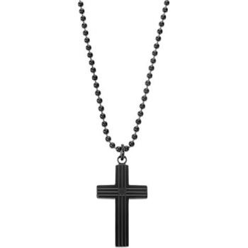 Collar Cruz Lotus Style Men In Black LS2371-1/1 Acero Inoxidable 316L, Hombre, acabado mate, motivo cruz, longitud 800.00 mm