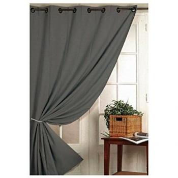 Cortina 100% Ocultante Ignífuga M1 Gris Claro 140 x 260 cm con Ojetes