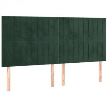 Cabecero con luces LED terciopelo verde oscuro 180x5x118/128 cm