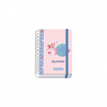 Agenda Escolar Dohe Pink Panther Ecopink A6 - Día Página - Papel 80g/m2 - Cubierta de Cartón Plastificado - Cierre con Goma Elástica