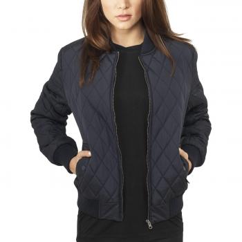 Urban Classics Women's Diamond Quilted Nylon Parka Jacket Navy XS