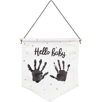 Baby Art My Baby Flag bandera personalizable con kit de huella para bebés, cinta de nacimiento alternativa, color blanco
