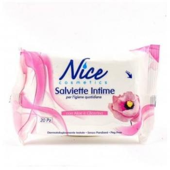 Toallitas Íntimas Nice para la Higiene Diaria con Aloe y Glicerina 20 Piezas