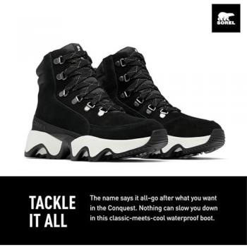 Sorel Women's Kinetic™ Impact Conquest Waterproof Lace-Up Boots - Black