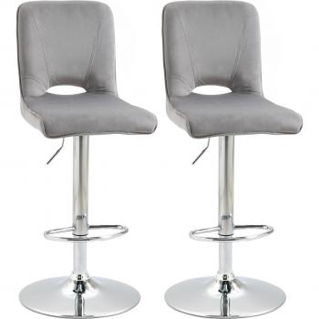 Taburetes de Bar Sillas Altas Modernas con Altura Regulable y Asiento Giratoria 41x51x97-117 cm Gris
