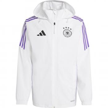 Adidas - Chaqueta Impermeable Alemania Euro 2024 - Chaqueta de fútbol, diseño impermeable, colores de la selección alemana, ideal para condiciones climáticas adversas, material ligero y transpirable, logotipo de Adidas y em
