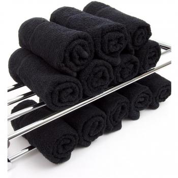 TowelsRus Hairdressing Towels in Black: 12 in a Pack, 400gsm 50cm x 85cm by Towelsrus