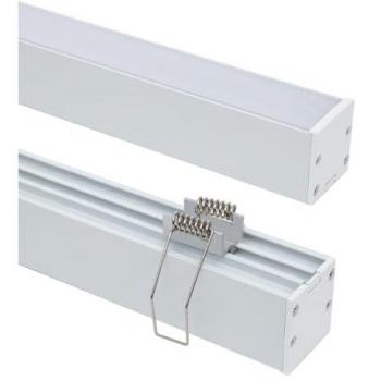 Perfil de Aluminio Superficie con Anclaje Empotrado Clips Tapa Continua Blanco 20 m Semi-transparente para Tira LED hasta 24 mm