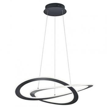 Lámpara Colgante LED Moderna Antracita Dimmable de 2 Aros para Comedor y Escaleras, Ø 70 cm