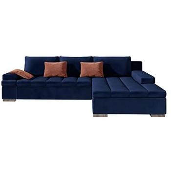 Sofá rinconero Comfivo 113, Magic Velvet, función de descanso, caja de ropa de cama, 310x175x83cm