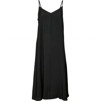 Vero Moda Women's Black Calfskin Midi Spaghetti Strap Dress Josie