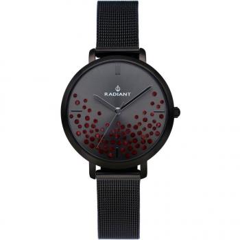 Radiant - Reloj de mujer Ella RA525608 con elegante correa de piel negra