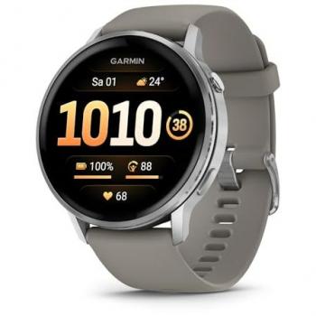 Garmin Venu 4 - Smartwatch Premium 45 mm con GPS, Pantalla AMOLED, Acero Inoxidable y Correa de Silicona Gris