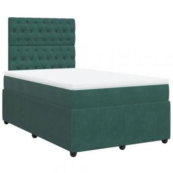 Cama box spring con colchón terciopelo verde oscuro 120x200 cm