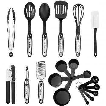 NEXGADGET Utensilios de Cocina 19 piezas Conjuntos de Acero Inoxidable y ABS Nylon Herramientas de Cocina