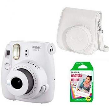 FUJIFILM Kit INSTAX Mini 9 Blanco CãMara + Funda + PELICULAS
