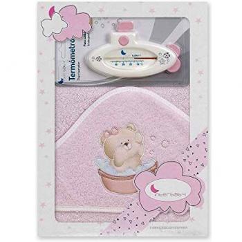 Interbaby T1178-02 - Capa de baño OSITO BAÑERA rosa con Termómetro, unisex