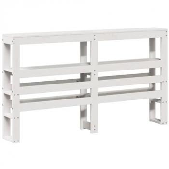 Cabecero de cama con estantes madera maciza pino blanco 160 cm