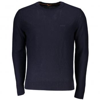 Hugo Boss Chic Blue Crew Neck Wool-Blend Sweater - S