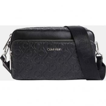 Calvin Klein - Bandolera pequeña negra con logos a tono