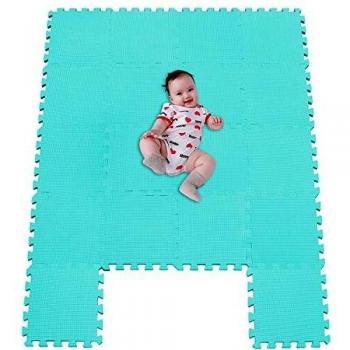 MSHEN18 Piezas Alfombra Puzzle Bebe con Certificado CE y certificación EVA | Puzzle Suelo Bebe | Puede ser Lavado Goma eva,Tamaño 1.62 Cuadrado,verde-08g18