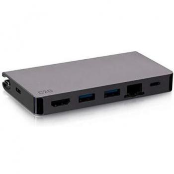 Estación de Conexión USB-C 5 en 1 C2G con HDMI, 2 puertos USB-A, Ethernet y Entrega de Energía USB-C hasta 100W - Soporta resolución 4K a 30Hz