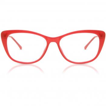 SmartBuy Kids Cat Eye Full Rim Plastic Prescription Glasses - Red - Size 54 - Blue Light Block Available - Free Lenses