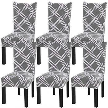 Fuloon Fundas Sillas de Comedor,Funda Sillas Comedor,Fundas para Sillas Respaldo Alto Ajustables Elasticas, Lavable, Anti Gatos, Protector de Sillas para Decoracion Cocinas