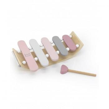 Xilofono de madera para niños +12 meses con baqueta (color rosa)