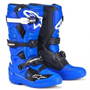 Alpinestars Botas de Cross Niño Tech 7S Azul-Negro-Blanco, Botas juveniles de motocross, color Negro Blanco Azul, talla EU 42