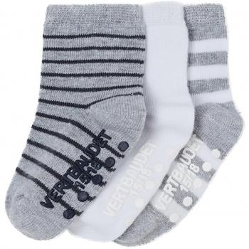 Vertbaudet – Lote de 3 pares de calcetines bebé antideslizantes gris Gris moyen/multicolore Talla:15/18