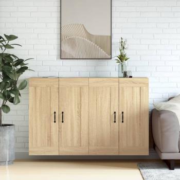 Gabinete de pared 2 piezas Sonoma Wood Oak Multilayer Marrón Madera de ingeniería