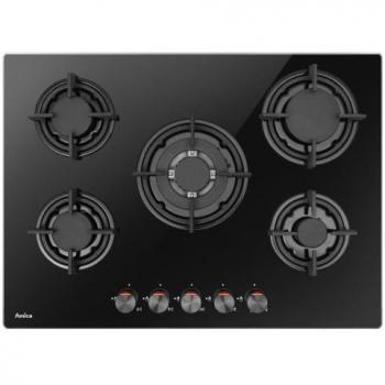 Placa de gas empotrable Amica PGCA7101AoB 70 cm, 5 zonas, color negro
