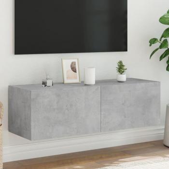 Mueble de TV de pared con luces LED 100x35x31 cm en gris hormigón, VidaXL, Mueble de salón, Mesa de TV