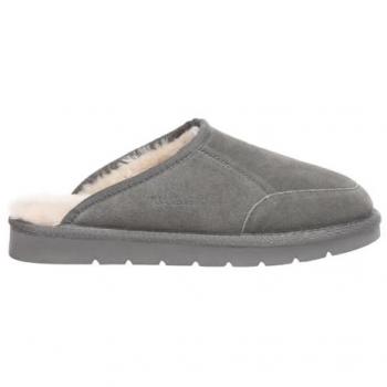 Genuine Suede Grey Lark Slippers for Men - Warm Fluffy Winter Slides, Size UK 10